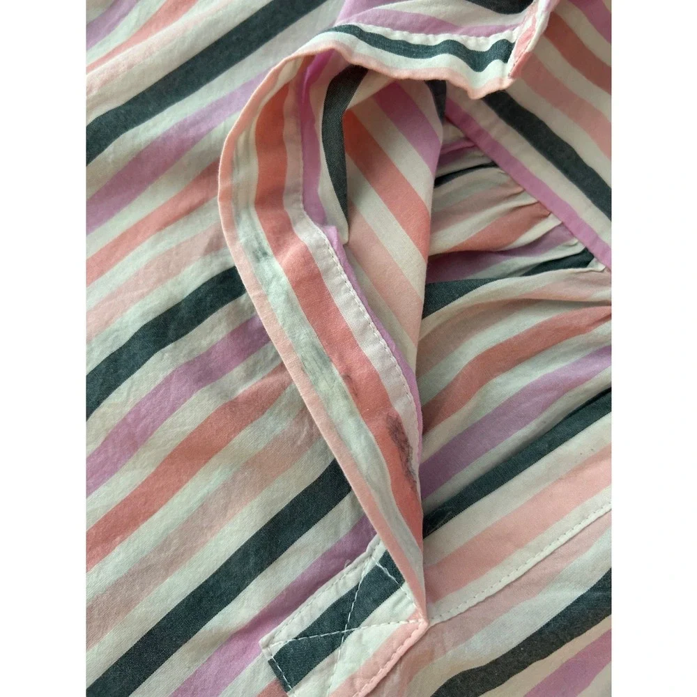 Universal Thread Womens Striped Short Sleeve Popover Blouse Pink Orange 1374